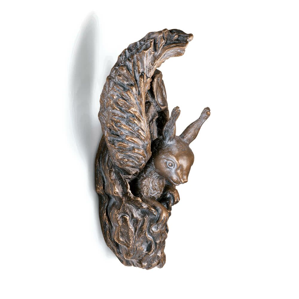  Wand Bronzeskulptur Eichhörnchen Mit Kobel - Hörnchen Mit Nest