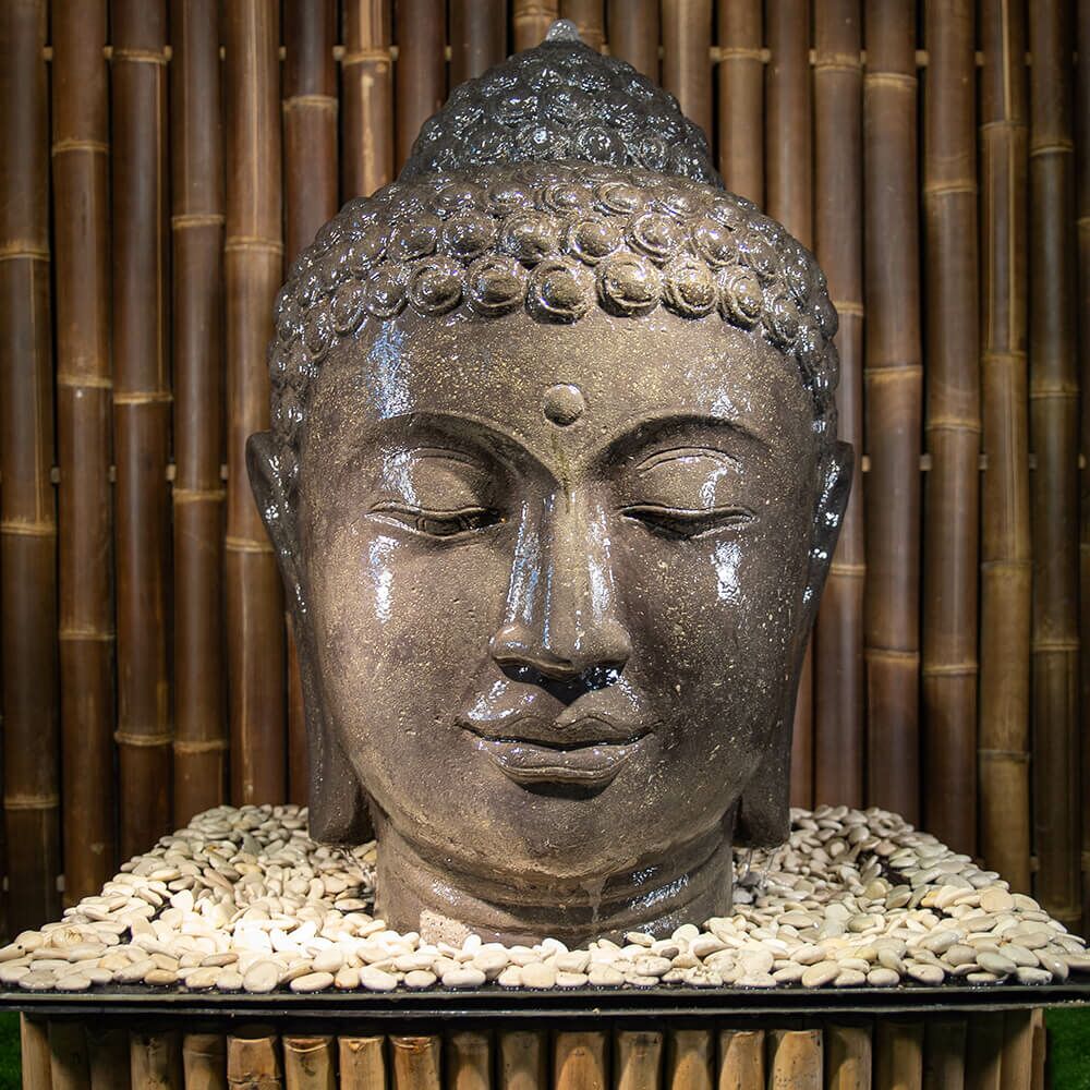  Wasserspiel Set Mit Buddhakopf Im Rechteckigen Becken - Zakaria