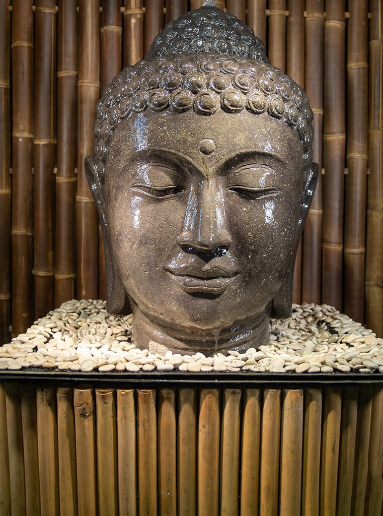  Wasserspiel Set Mit Buddhakopf Im Rechteckigen Becken - Zakaria
