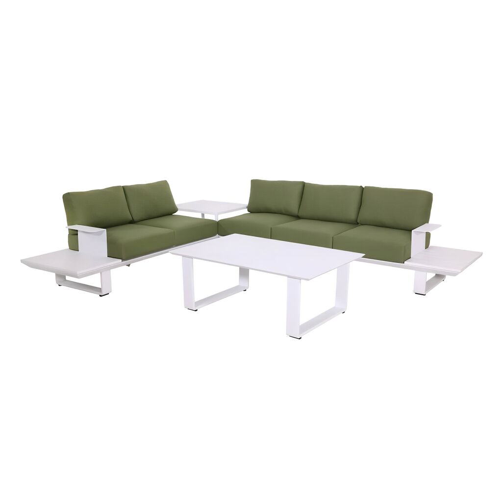  Weiße XXL Gartenlounge Mit Tisch Und Ablage - Loungeecke Opan