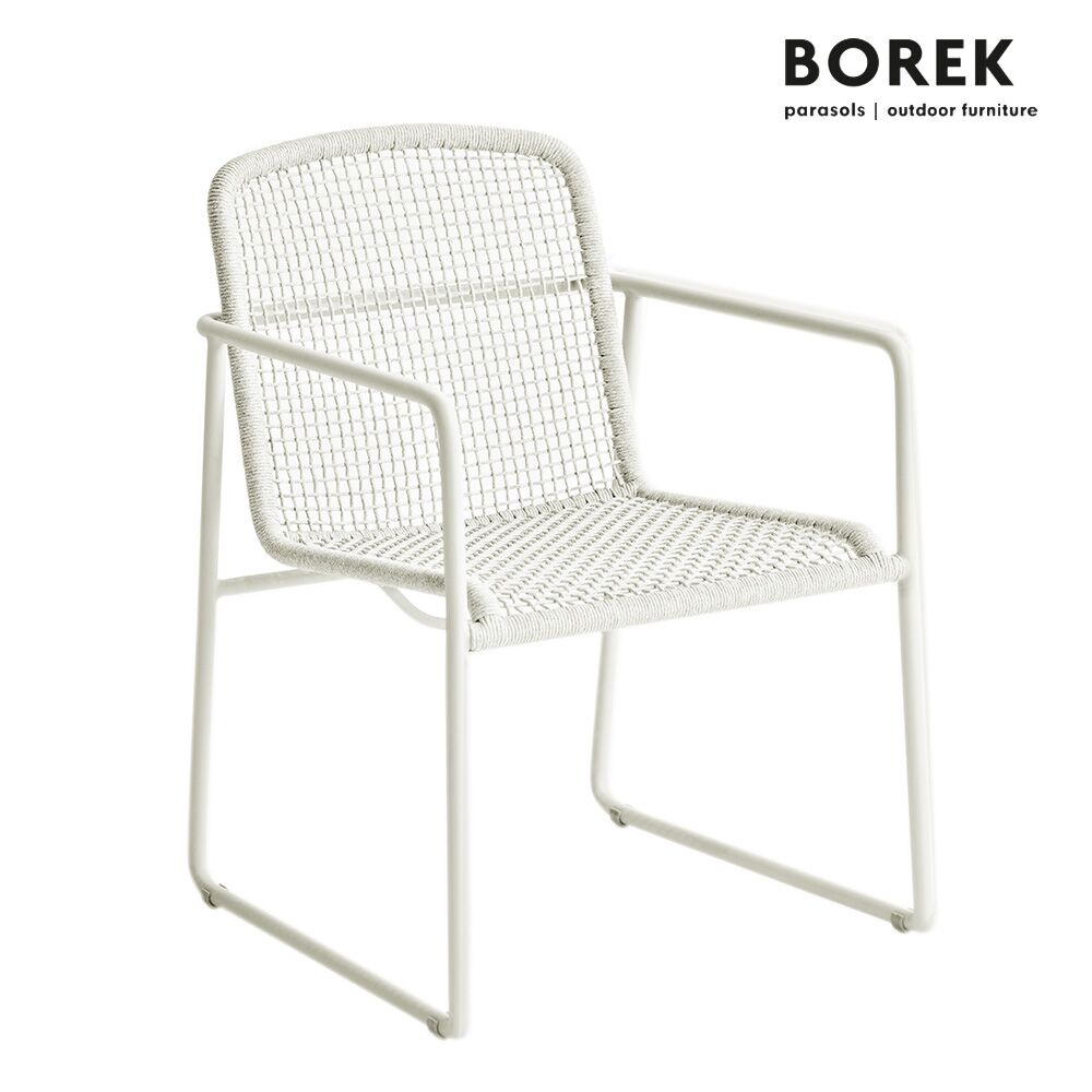  Weißer Gartenstuhl Aus Aluminium Mit Armlehnen Von Borek - Mira Stuhl