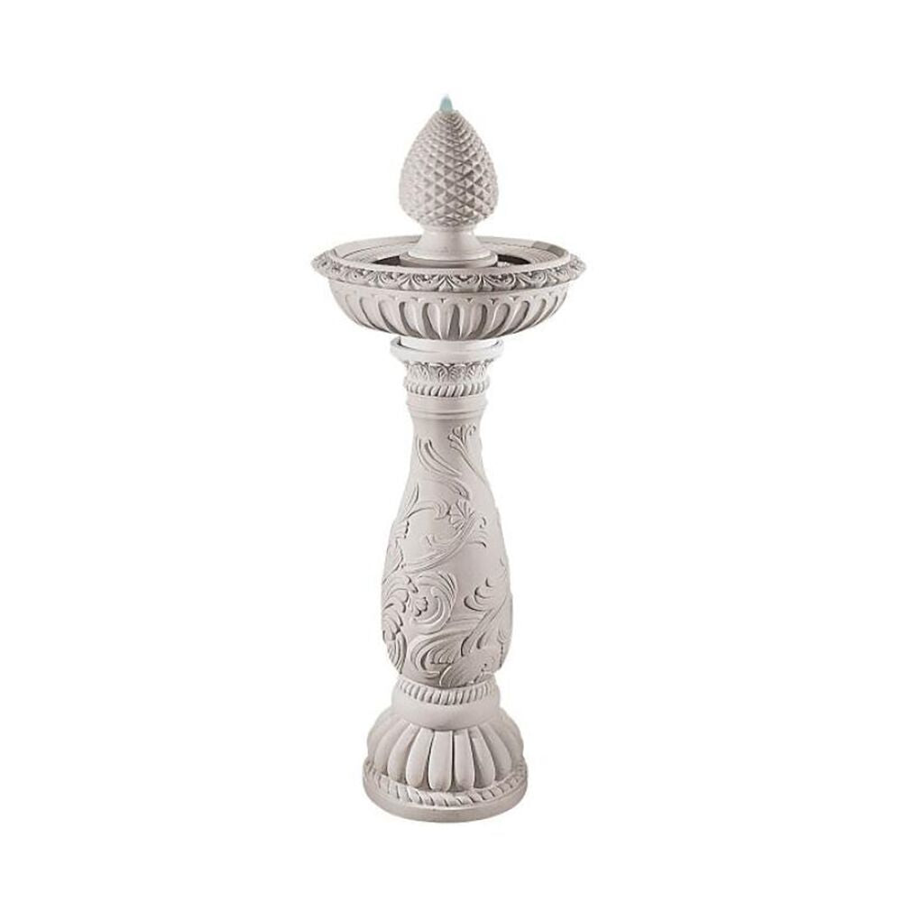  Weißer Marmor Gartenbrunnen Mit Pinienzapfen & Floralen Ornamenten - Banaero