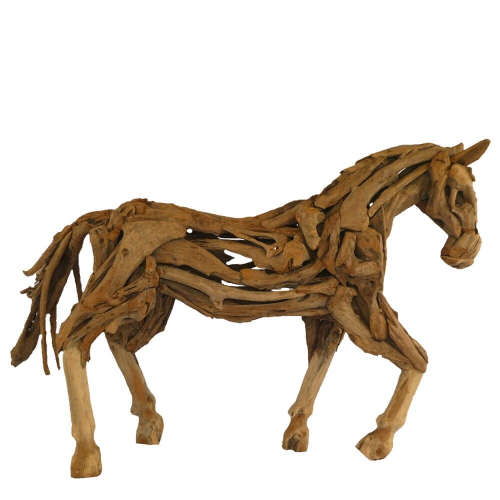  Wetterbeständige Garten Skulptur Aus Teak - Pferd - Arissa