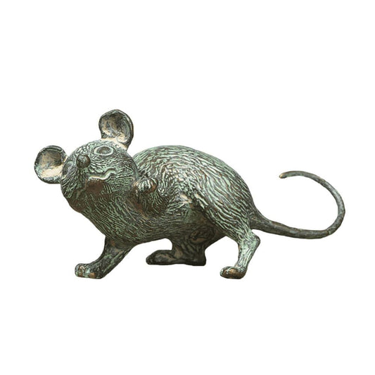  Wetterbeständige Maus Bronzefigur Mit Patina - Maus Stehend