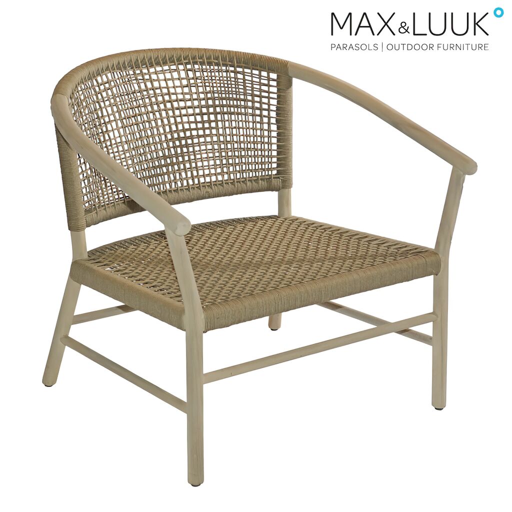  Wetterbeständiger Loungesessel Aus Teak Holz Mit Geflecht Von Max & Luuk - Kevin Loungesessel