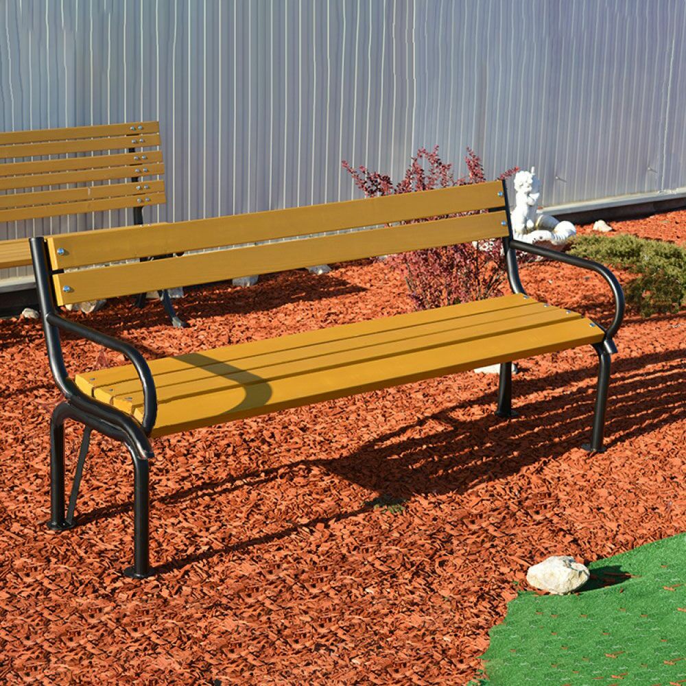  Wetterfeste Parkbank Mit Armlehne Aus Gusseisen Und Holz - Hanse