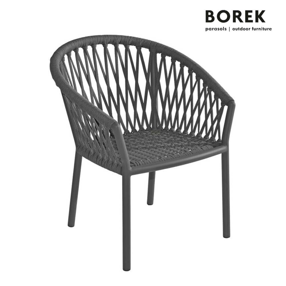  Wetterfester Borek Gartenstuhl Mit Aluminiumgestell In Anthrazit - Majinto Gartenstuhl