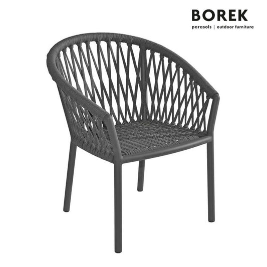  Wetterfester Borek Gartenstuhl Mit Aluminiumgestell In Anthrazit - Majinto Gartenstuhl