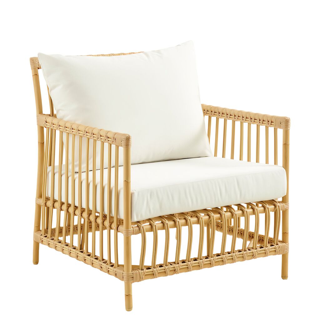  Wetterfester Lounge Stuhl In Natürlichen Braun Mit Kissen - Loungechair Caya