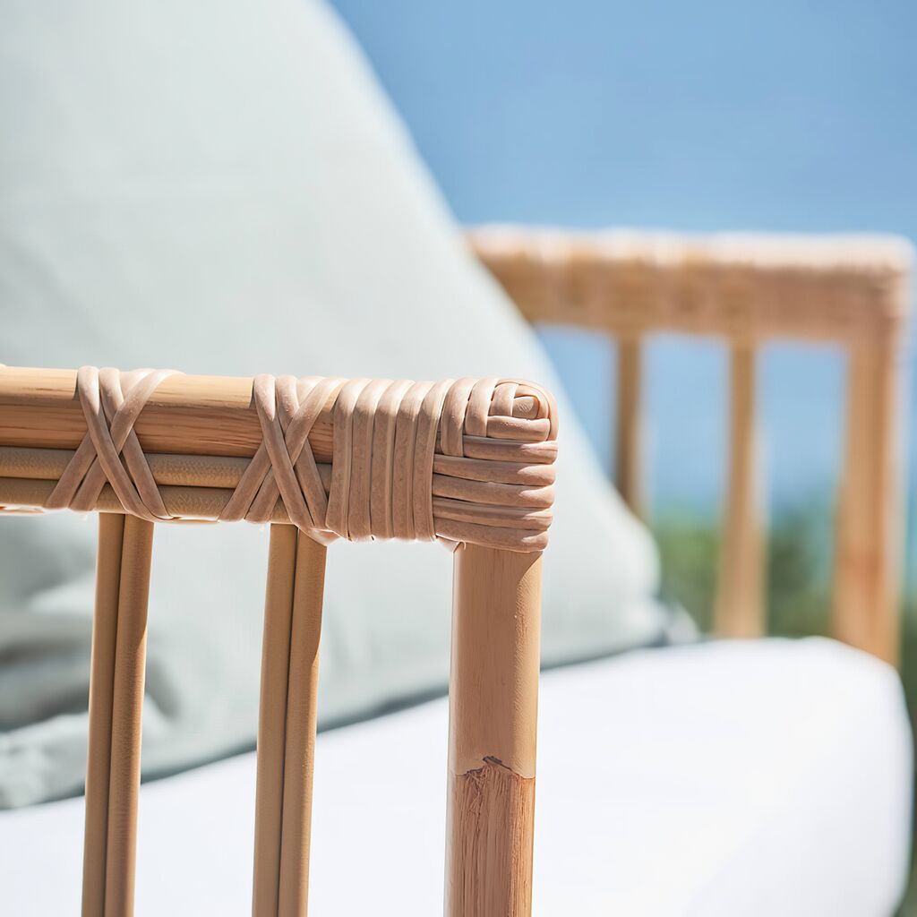  Wetterfester Lounge Stuhl In Natürlichen Braun Mit Kissen - Loungechair Caya