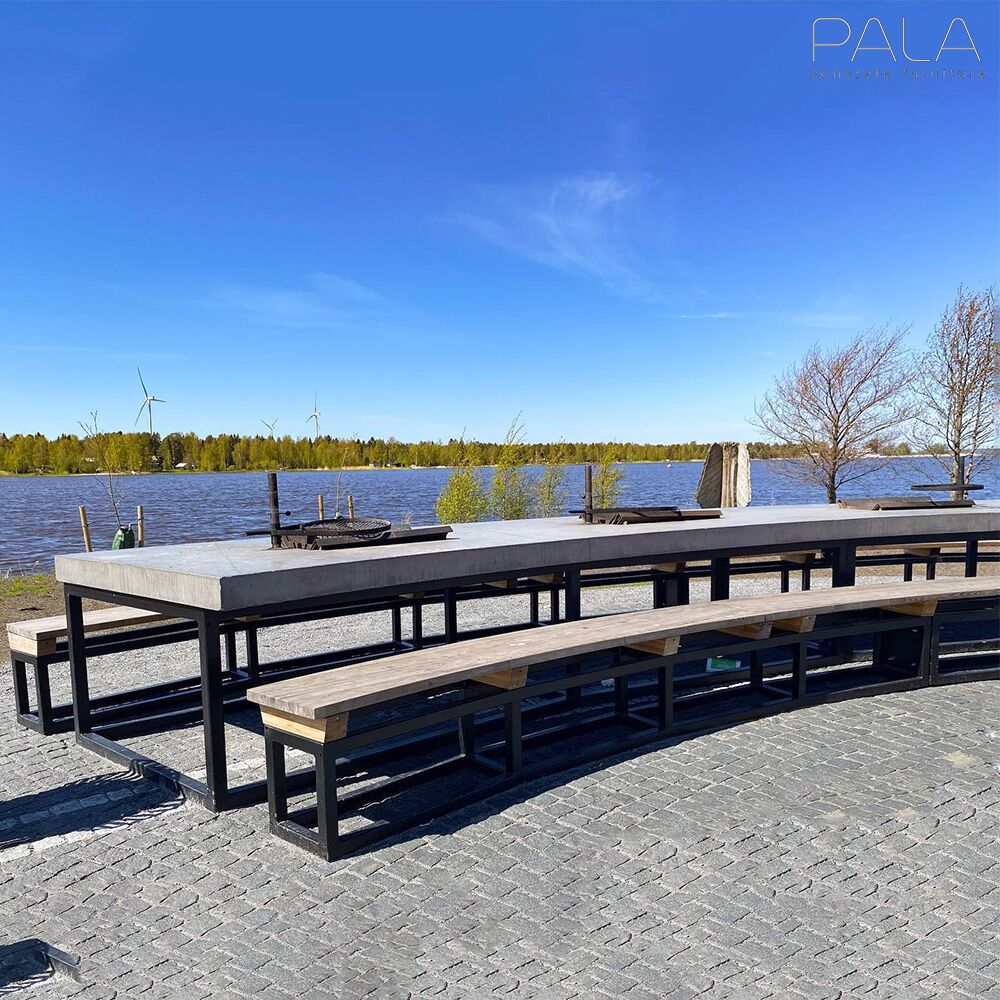  Wetterfester Outdoor Tisch Aus Beton & Metall Mit Barbecue Stellen Für Den Park - Kokkola