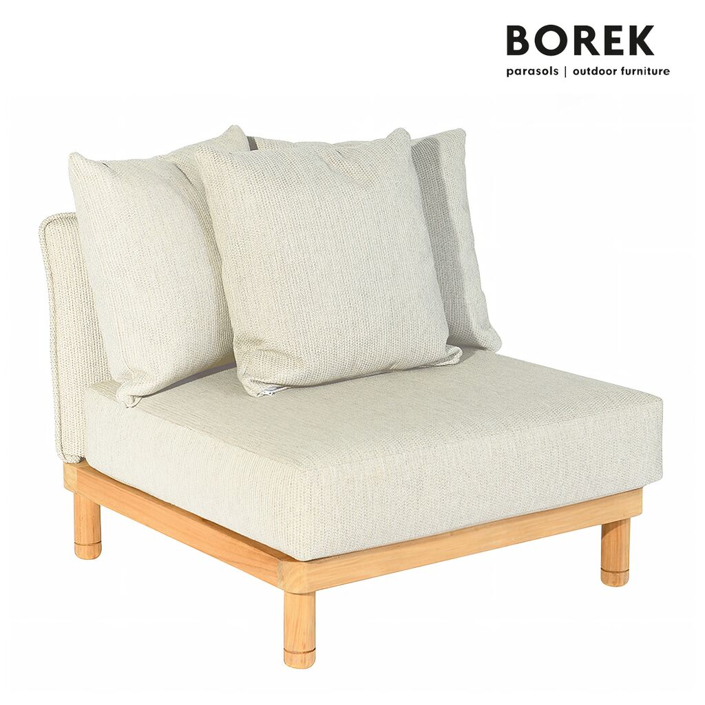  Wetterfestes Mittelmodul Für Die Gartenlounge Aus Teak Mit Kissen - Borek - Softline Mittelmodul
