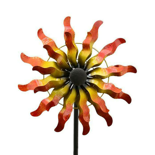  Windrad Gartendeko Aus Metall - Schwarz, Gelb, Rot - Tortola