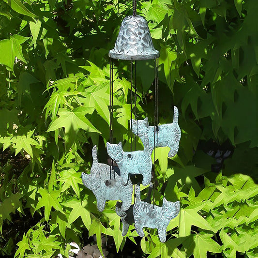  Windspiel In Türkis Mit Katzenfiguren Aus Metall - Katzenspiel