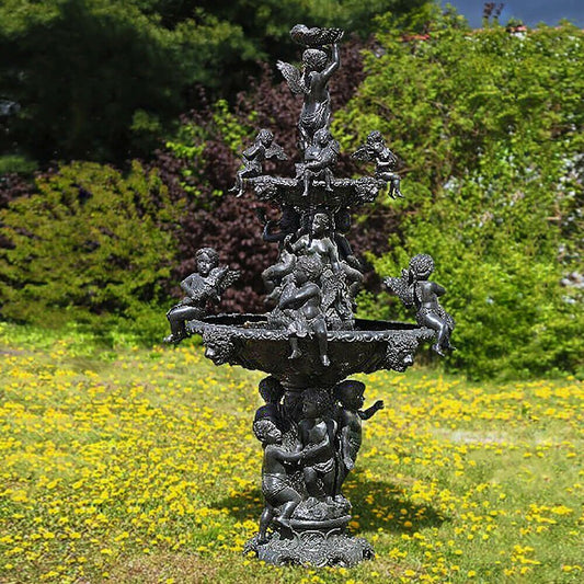  XXL Bronze Gartenbrunnen Mit Engelfiguren - Engelspiel
