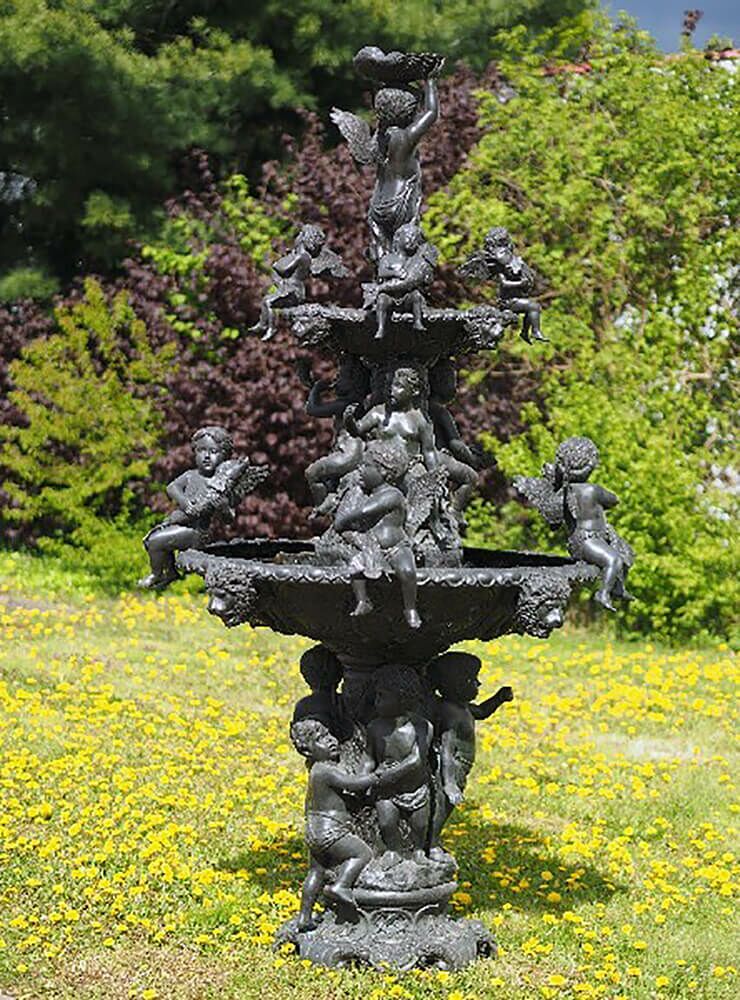  XXL Bronze Gartenbrunnen Mit Engelfiguren - Engelspiel