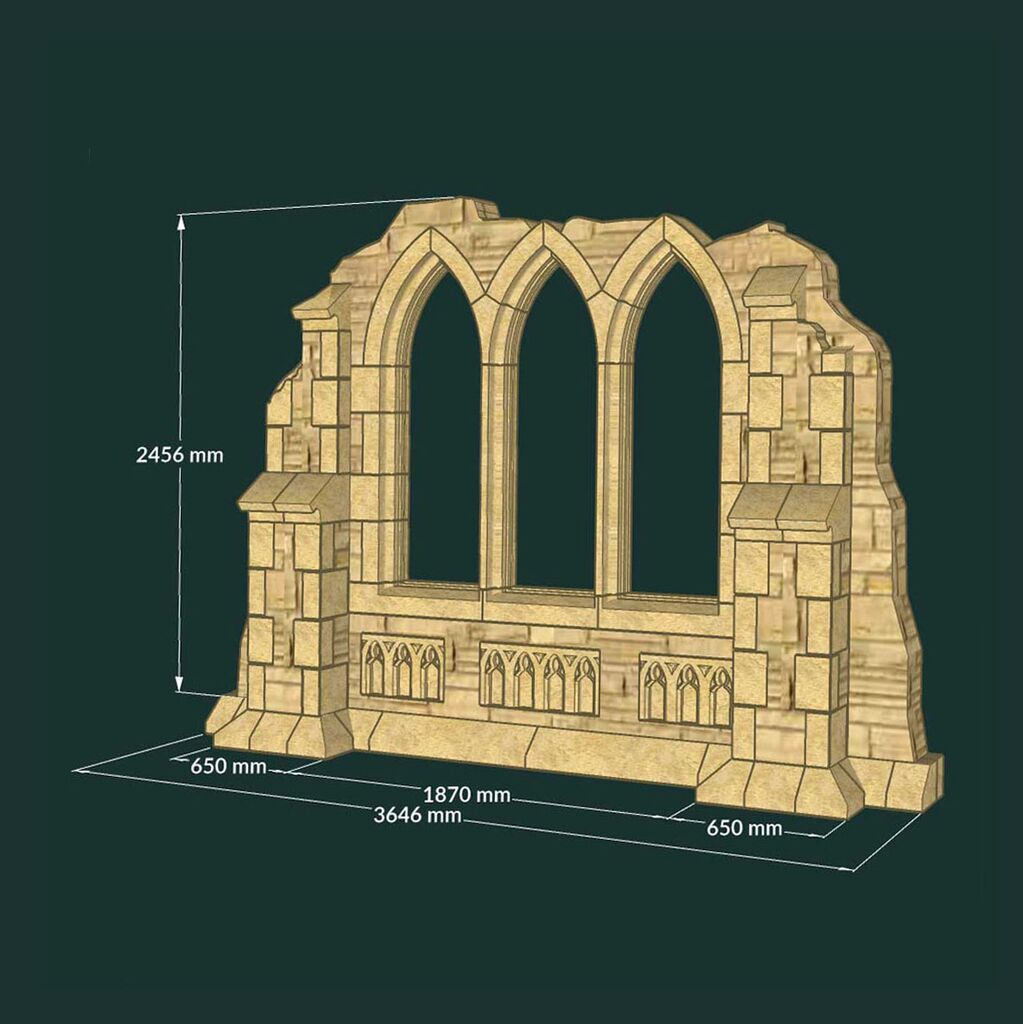  XXL Garten Ruinenmauer Mit Naturstein & Fensterbögen - Aldershot Ruin