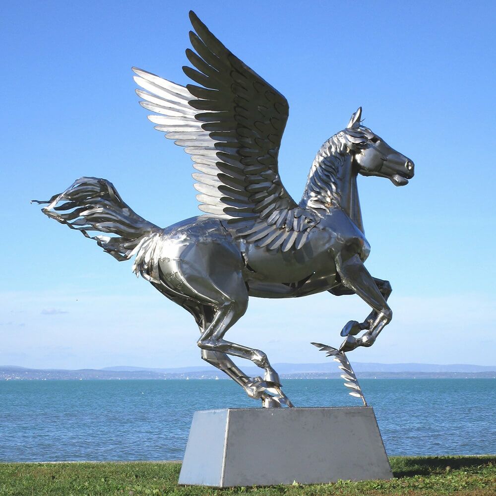  XXL Garten Skulptur Pegasus Aus Rost Metall Oder Edelstahl - Infigotum