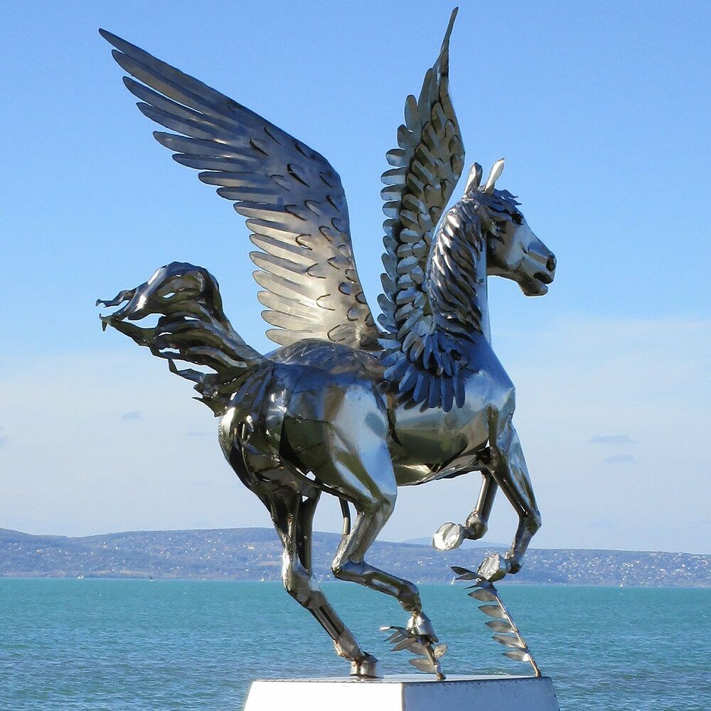  XXL Garten Skulptur Pegasus Aus Rost Metall Oder Edelstahl - Infigotum