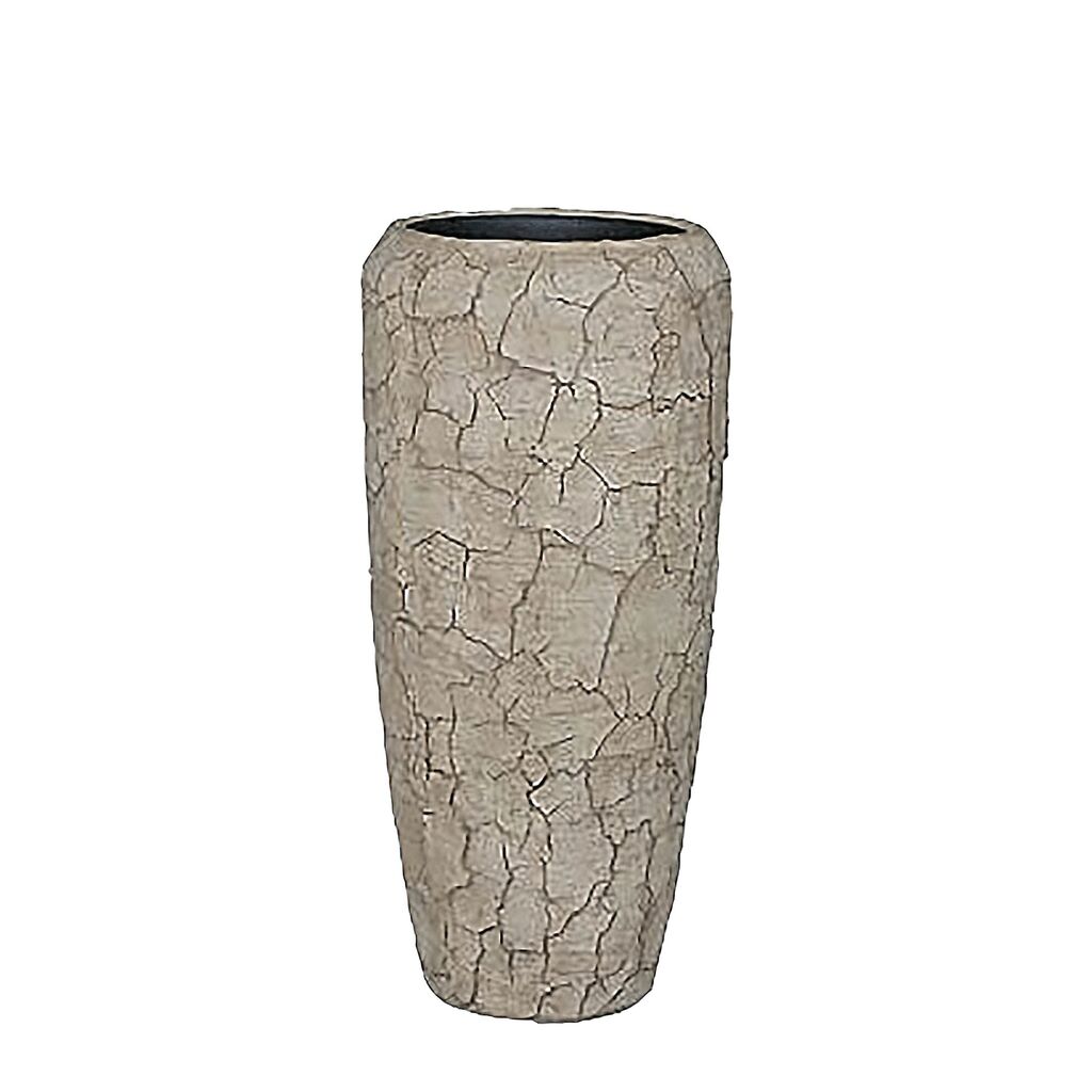 XXL Indoor Pflanzvase Mit Einsatz Aus Polystone - Braun - Rund - Broken-Optik - Rafiki