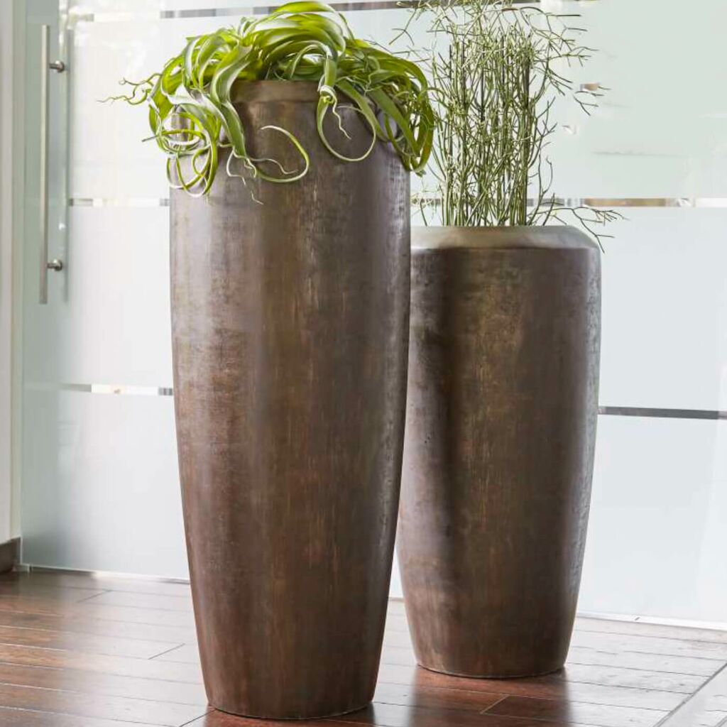 XXL Indoor Vase - Polystone - Braun - Mit Einsatz - Osayi