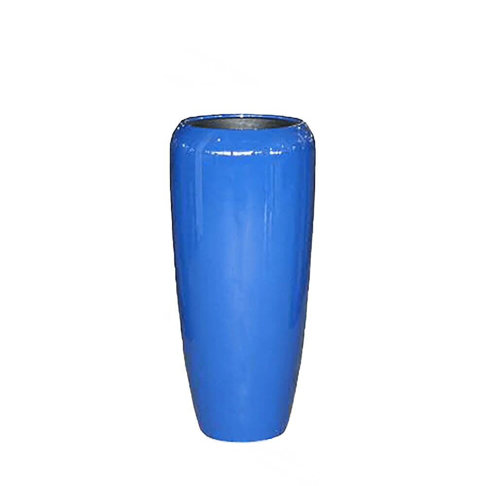  XXL Pflanzvase Aus Polystone - Blau Hochglänzend - Mit Einsatz - Malindi
