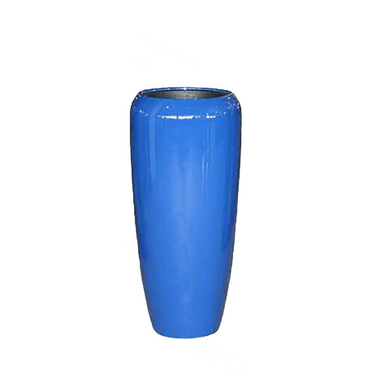  XXL Pflanzvase Aus Polystone - Blau Hochglänzend - Mit Einsatz - Malindi