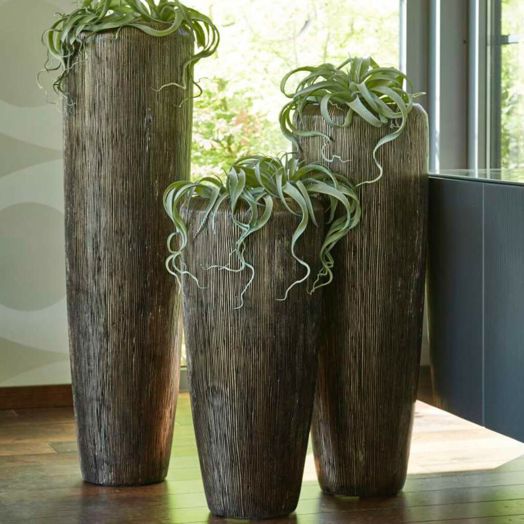  XXL Pflanzvase Aus Polystone - Mit Einsatz- Indoor - Bronze - Rund - Robel