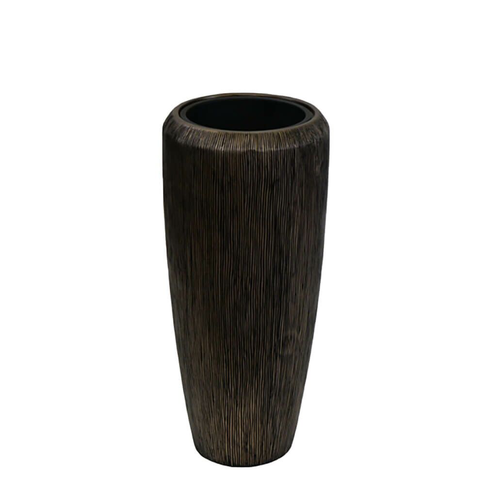  XXL Pflanzvase Aus Polystone - Mit Einsatz- Indoor - Bronze - Rund - Robel