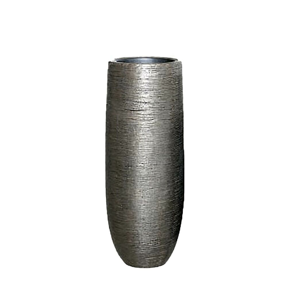  XXL Pflanzvase Für Drinnen - Mit Einsatz - Polystone - Grau - Rund - Saare