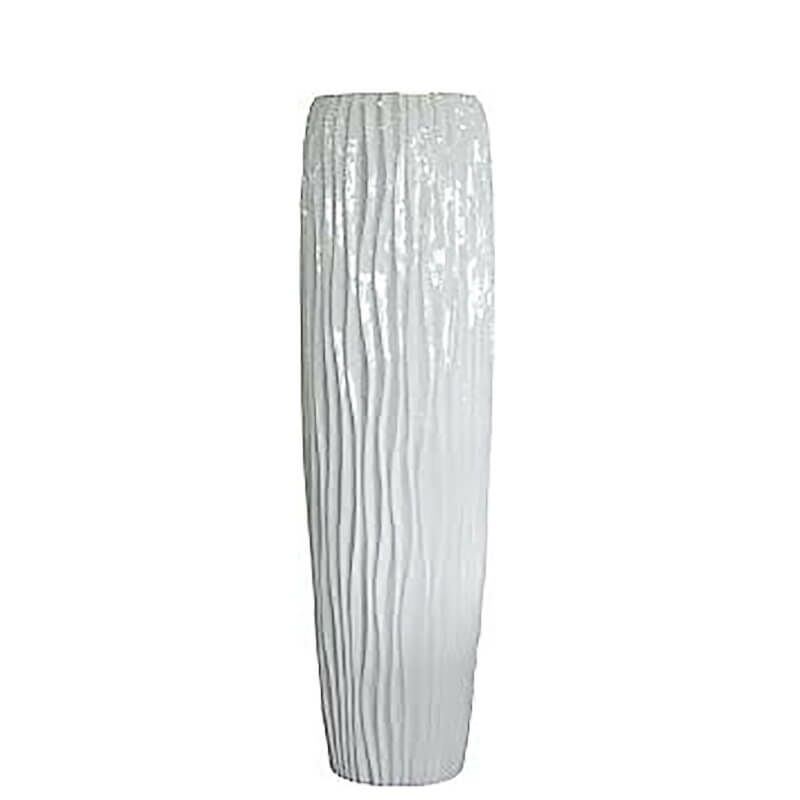 XXL Pflanzvase Mit Einsatz - Polystone - Weiß Glänzend - Modern - Treia
