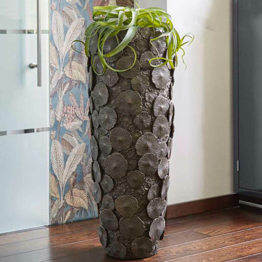  XXL Vase Mit Einsatz - Polystone - Grau - Indoor - Rund - Semere