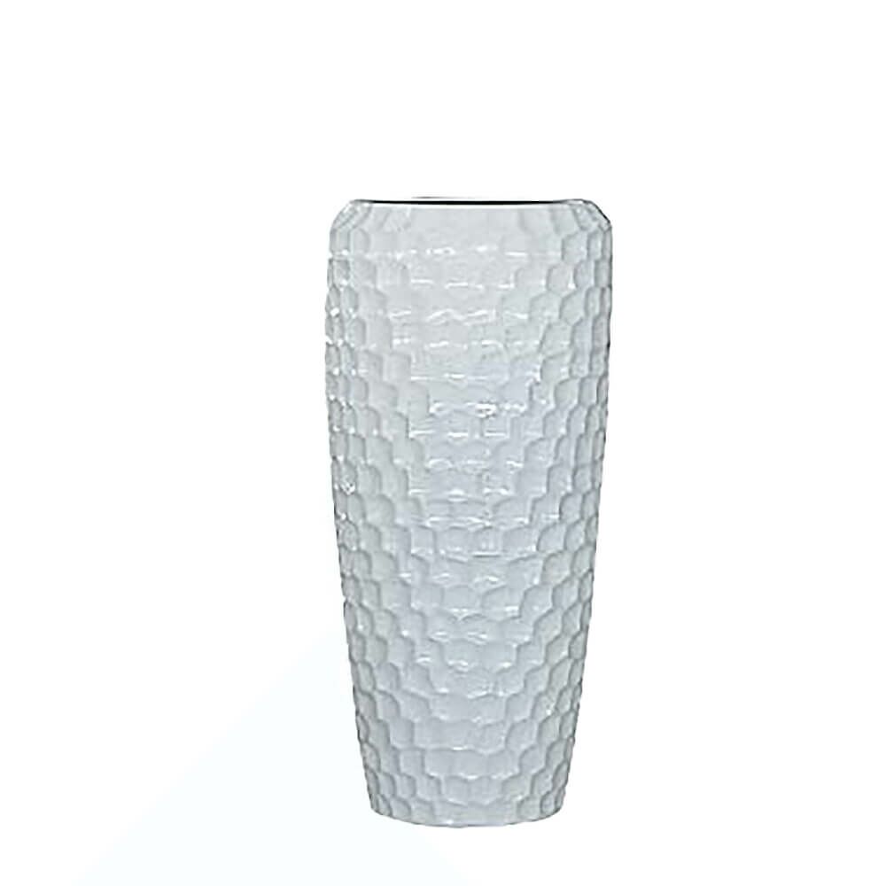  XXL Vase Mit Einsatz - Polystone - Weiß Hochglänzend - Kimia