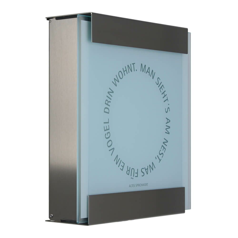  Zaunbriefkasten Modern Mit Spruch - Edelstahl & Glas - Hebe