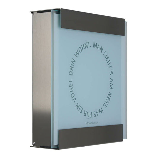  Zaunbriefkasten Modern Mit Spruch - Edelstahl & Glas - Hebe