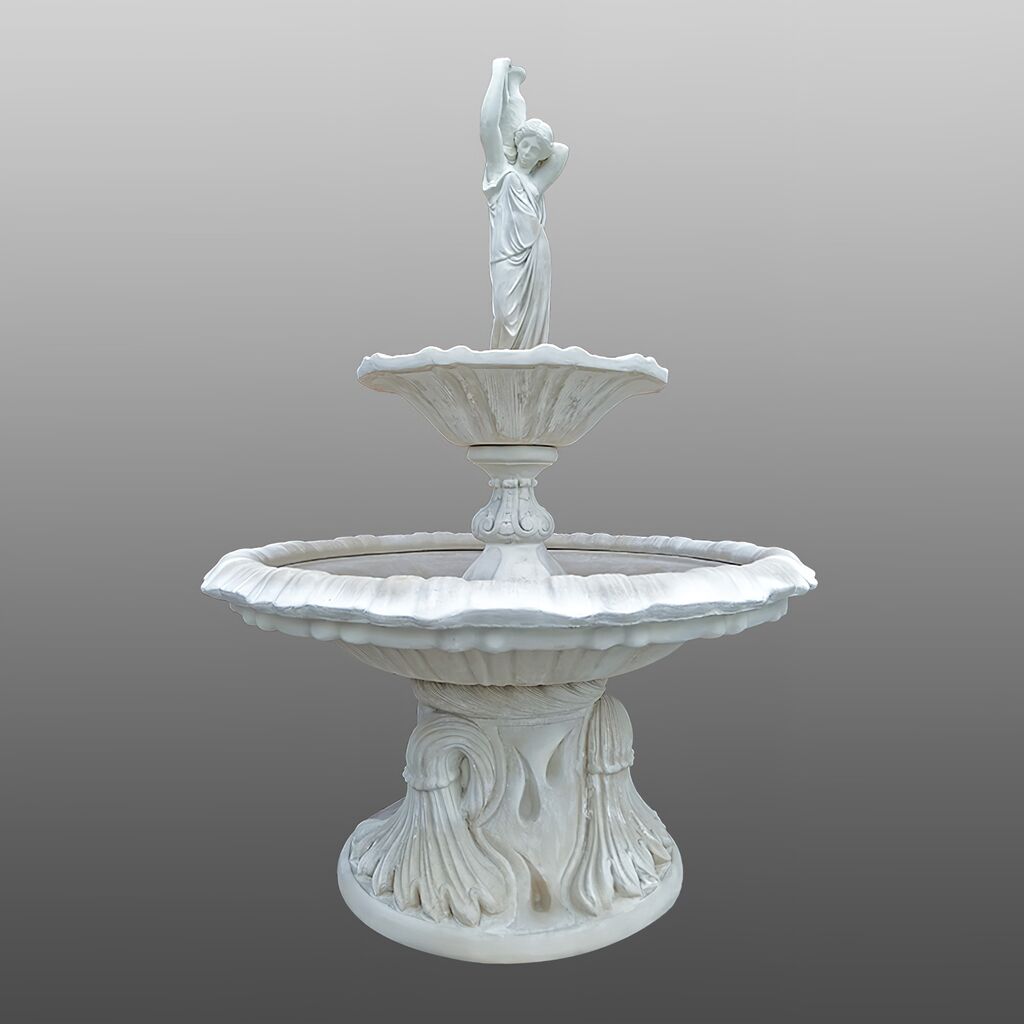  Zweistufiger Kaskadenbrunnen Mit Brunnenfigur - Mädchen Trägt Wasserkrug - Margerita