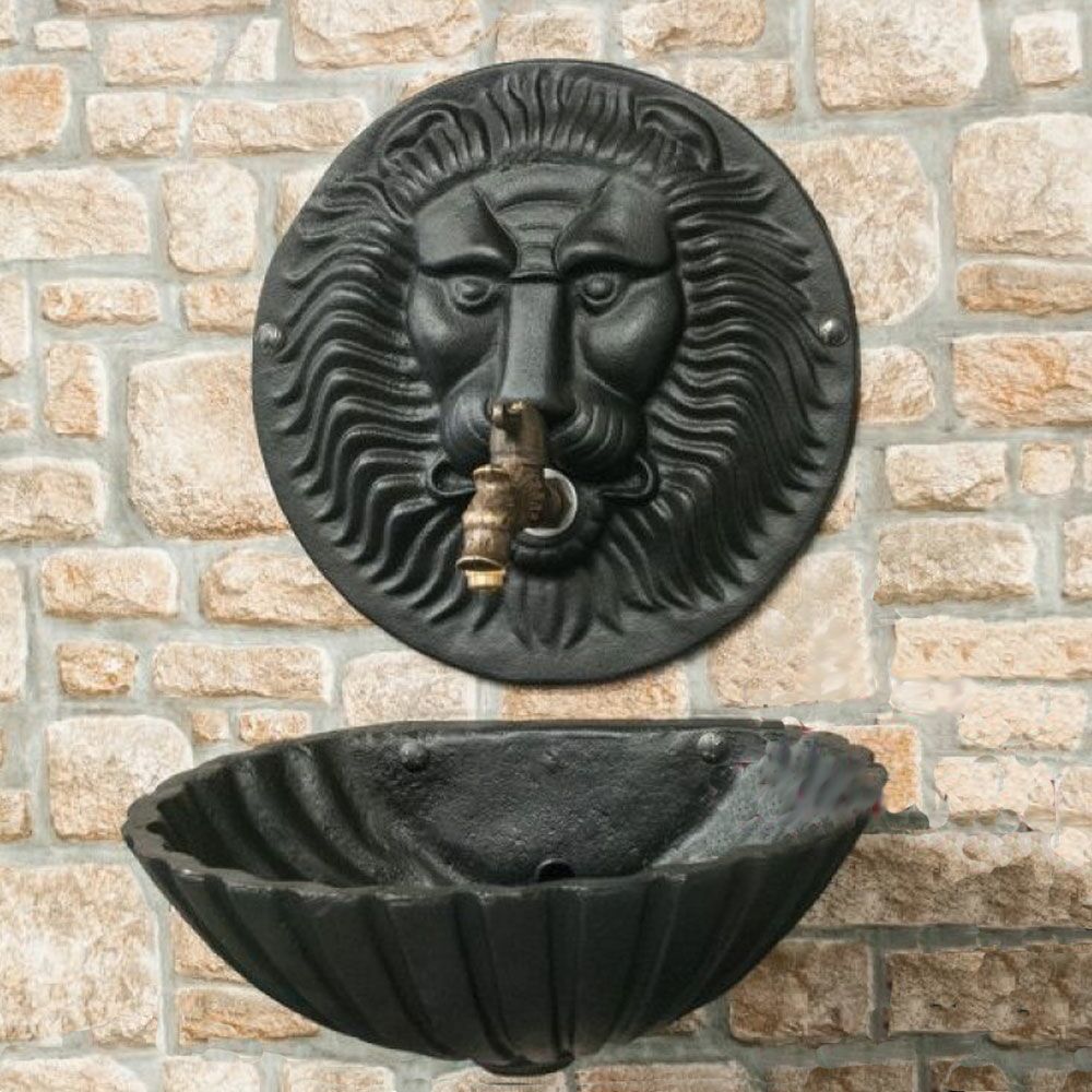  Zweiteiliger Wandbrunnen Mit Löwenköpf Aus Gusseisen - Ragnar