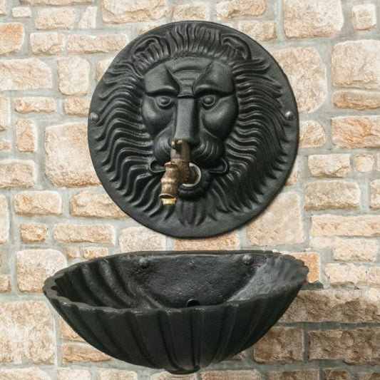 Zweiteiliger Wandbrunnen Mit Löwenköpf Aus Gusseisen - Ragnar