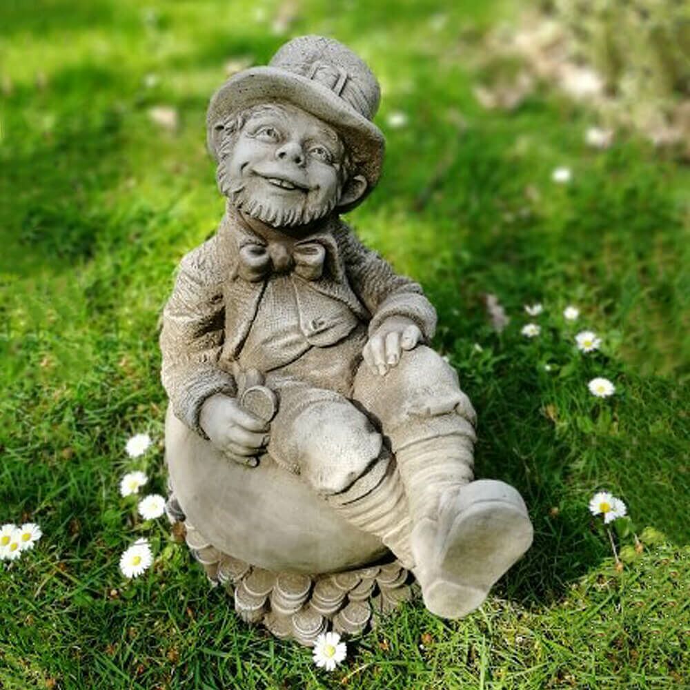  Zwerg Sitzt Auf Geldsack - Steingussfigur - Patrick